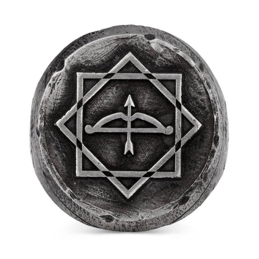 Alparslan Buyuk Selcuklu Eight - Pointed Star Arrow Bow Tumbled Silver Men's Ring | 925 Sterling Silver Handmade - Turkish TV Series