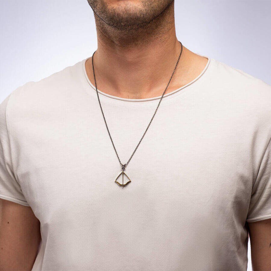 Dirilis Ertugrul Arrow - Bow Symbol Kayi Tribe Handmade 925 Sterling Silver Necklace for Men | Turkish Series Gift | Ottoman Seljuk Necklace - Turkish TV Series