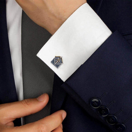 Dirilis Ertugrul Crescent Patterned Silver Arrow - Bow Cufflinks for Men | 925 Sterling Silver | Turkish Series Gift | KAYI Tribe Ertugrul - Turkish TV Series