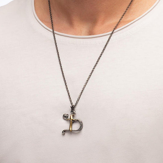Dirilis Ertugrul 'D' Symbol Kayi Tribe Handmade 925 Sterling Silver Necklace for Men | Turkish Series Gift - Turkish TV Series