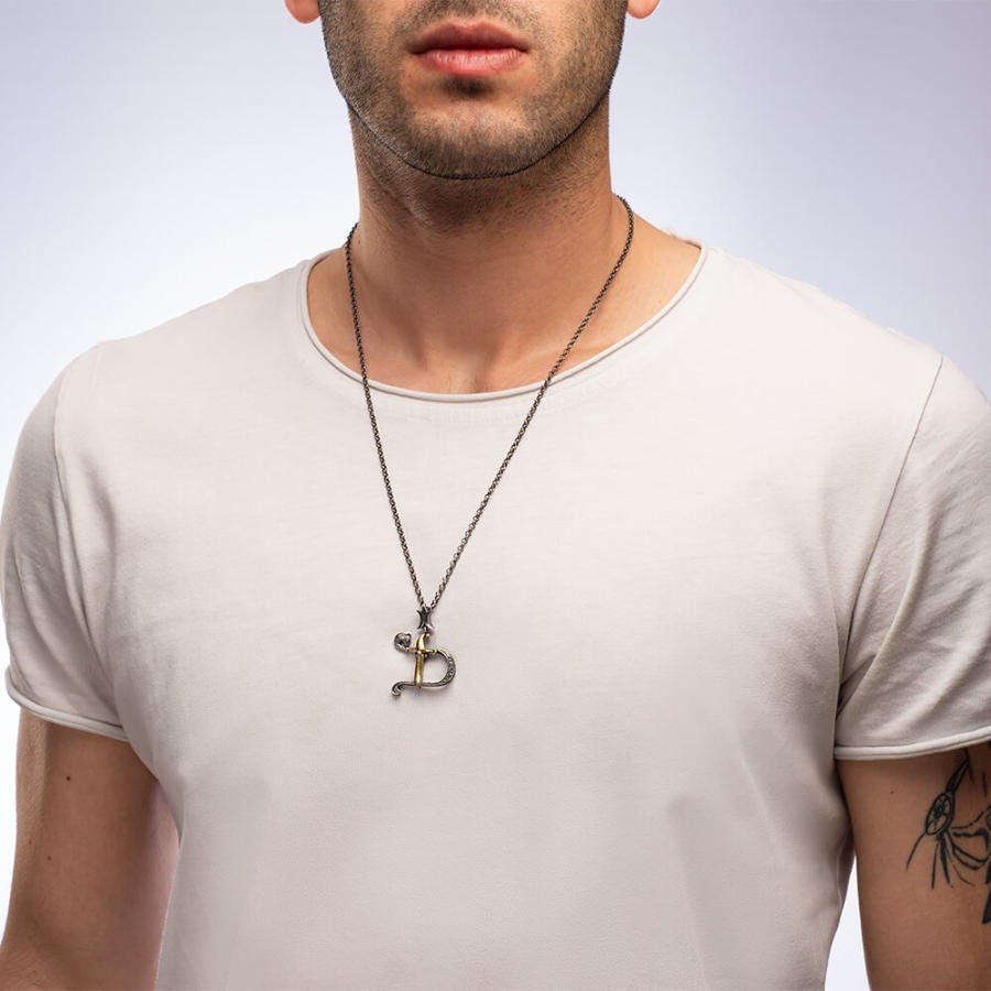 Dirilis Ertugrul 'D' Symbol Kayi Tribe Handmade 925 Sterling Silver Necklace for Men | Turkish Series Gift - Turkish TV Series