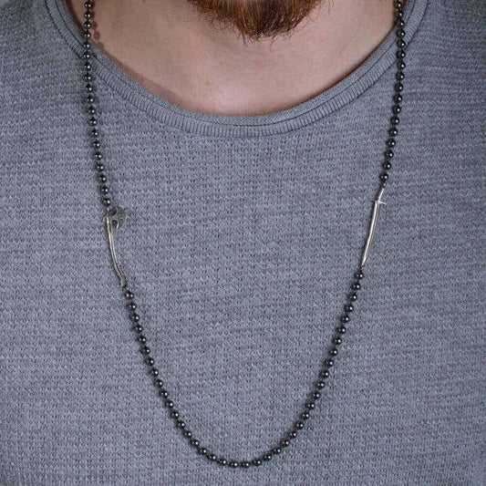Dirilis Ertugrul Sword and Ax Figured Chain - Kayi Tribe Handmade 925 Sterling Silver Ottoman Seljuk Necklace - Turkish TV Series