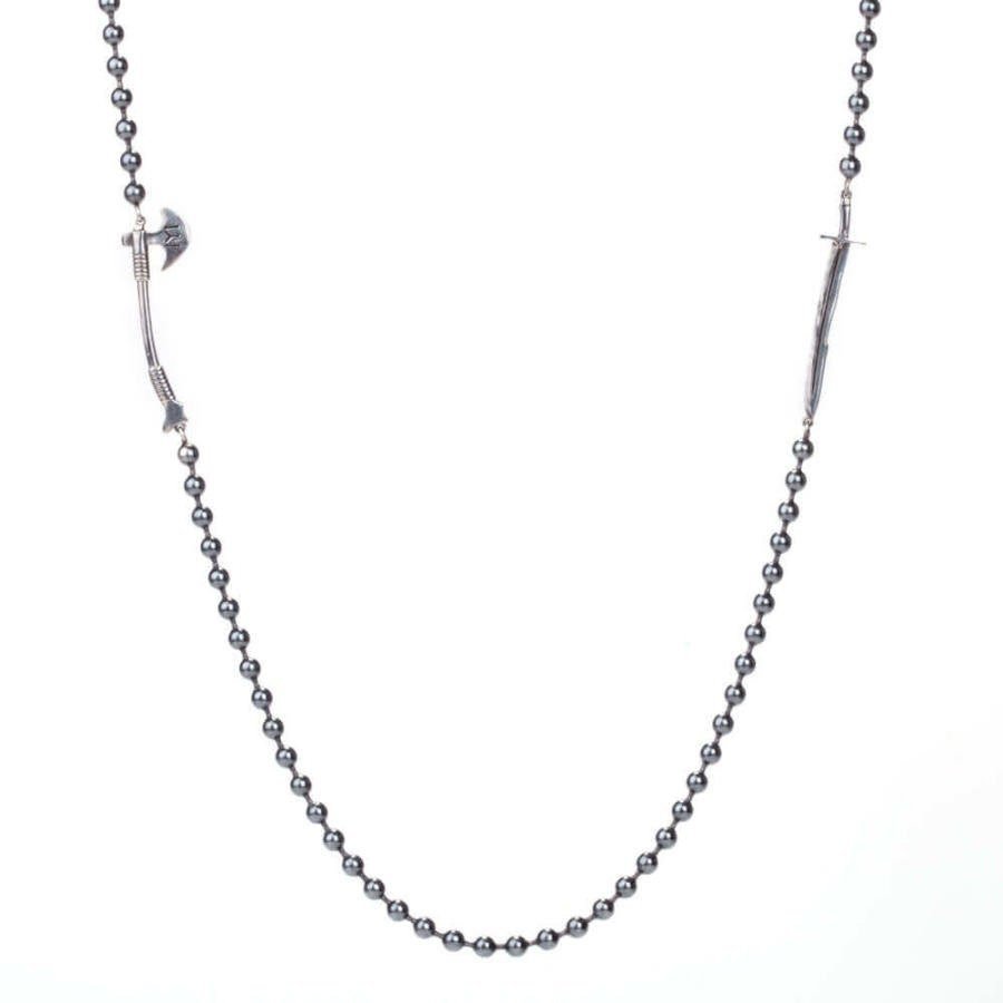 Dirilis Ertugrul Sword and Ax Figured Chain - Kayi Tribe Handmade 925 Sterling Silver Ottoman Seljuk Necklace - Turkish TV Series