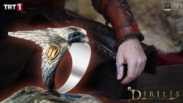 Original Dirilis Ertugrul Zihgir, Ertugrul Thumb Ring for Men, Hawk Motif 925 Sterling Silver Handmade Ring, KAYI Tribe Symbol Ring /Model 1 - Turkish TV Series