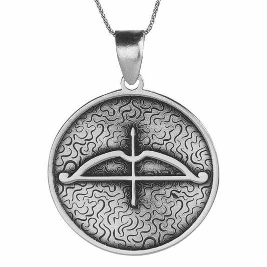 TOZKOPARAN ISKENDER Kemankes Tozkoporan Universe Cycle Arrow Bow Silver Necklace for Men/Children , Turkish TV Series Gift - Turkish TV Series