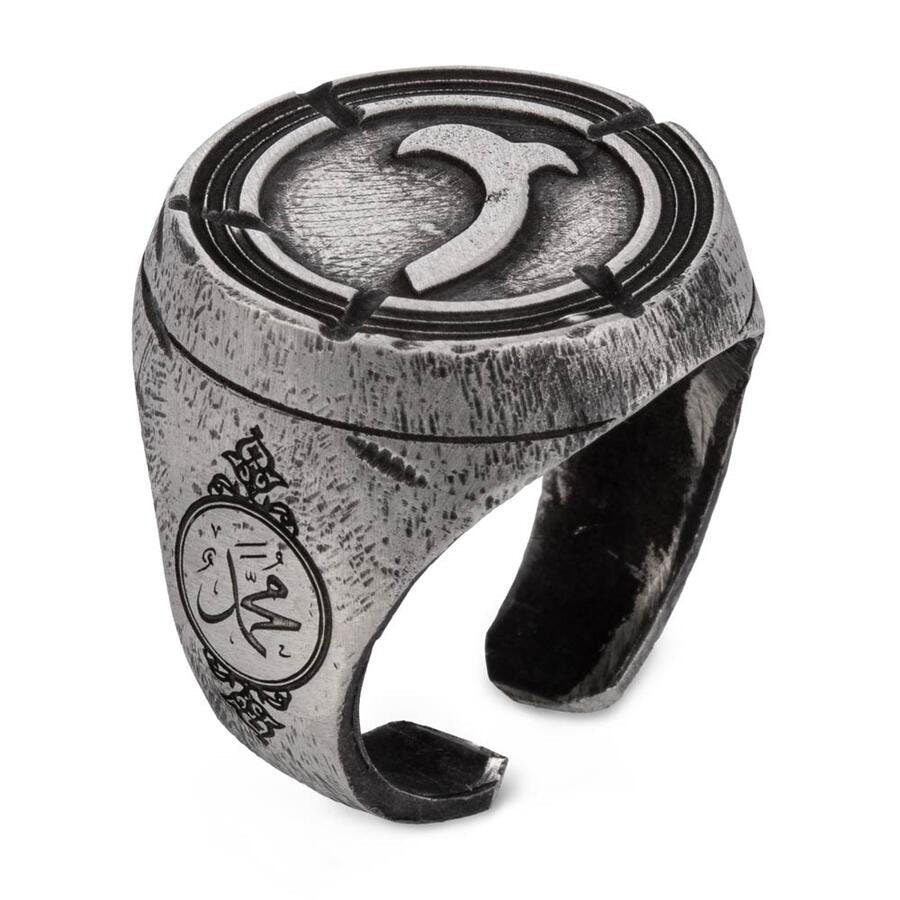 Alparslan Buyuk Selcuklu Tumbled Silver Men's Ring | Handmade 925 Sterling Silver, Great Seljuk Ring - Turkish TV Series