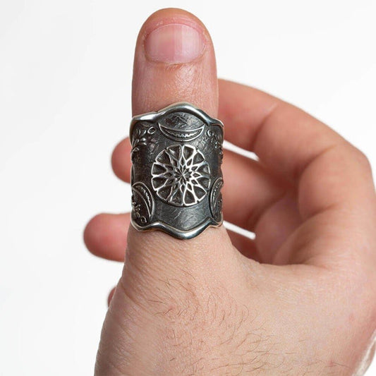 Big Original Dirilis Ertugrul Zihgir | Handmade Ertugrul Thumb Ring for Men | Handmade 925 Sterling Silver Original Ertugrul Zihgir - Model 6 - Turkish TV Series