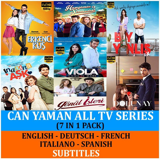 Can Yaman Ultimate Collection: 7 - in - 1 TV Series Pack | Bay Yanlis, Dolunay, Erkenci Kus, Gonul Isleri, Hangimiz Sevmedik, Inadina Ask, Viola | Full HD, Multi - Language Subtitles - Turkish TV Series