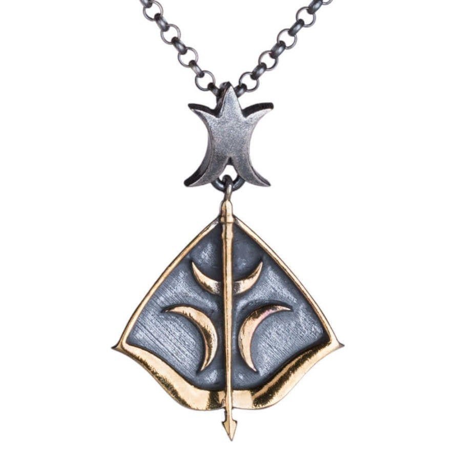 Crescent Motif 925 Sterling Silver Arrow - Bow Necklace | Kayi Tribe Handmade Ottoman Dirilis Ertugrul Symbol Gift - Turkish TV Series