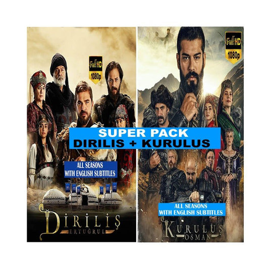 Dirilis Ertugrul + Kurulus Osman: Super Pack Complete Set | All Seasons Full HD 1080P | Arabic/English/Spanish Subs on USB or HDD | Ad - Free - Turkish TV Series