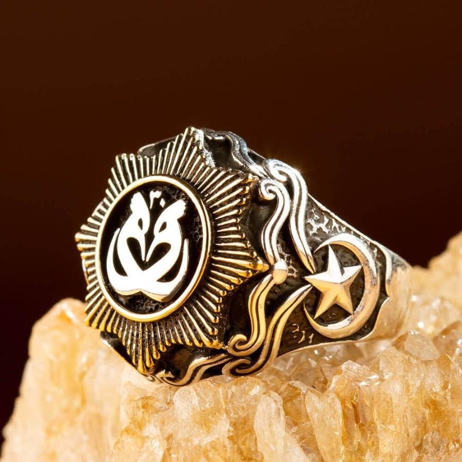 Handmade Payitaht Abdulhamid Series Hudhud Bird Ring, Crescent and Star 925 Sterling Silver Ring, Abdul Hamid Turkish TV Series Gift for Him - Turkish TV Series