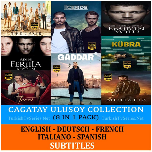 Çağatay Ulusoy Collection (8-in-1 Pack) – Complete Turkish Drama Series | USB Flash Drive | Full HD 1080p + English, German, French, Italian, Spanish Subtitles | No Ads