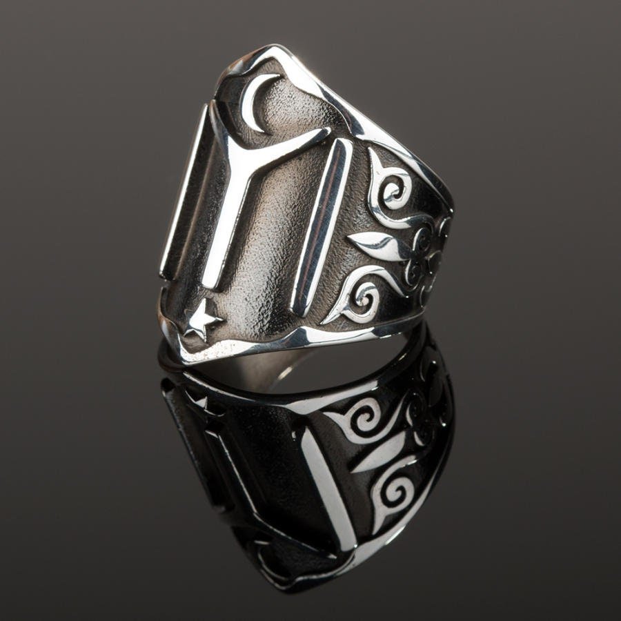 Kurulus Osman Zihgir, Kayi Symbol IYI Personalized Osman Bey Original Ring, Name Engraved Big Kurulus Zihgir HANDMADE 925 Sterling Silver - Turkish TV Series