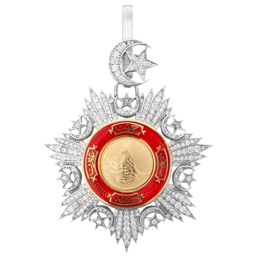 Payitaht Abdulhamid Series Ottoman Order of Mecidiye Medal Brooch, 925 Sterling Silver Handmade Abdul Hamid Gift - Turkish TV Series