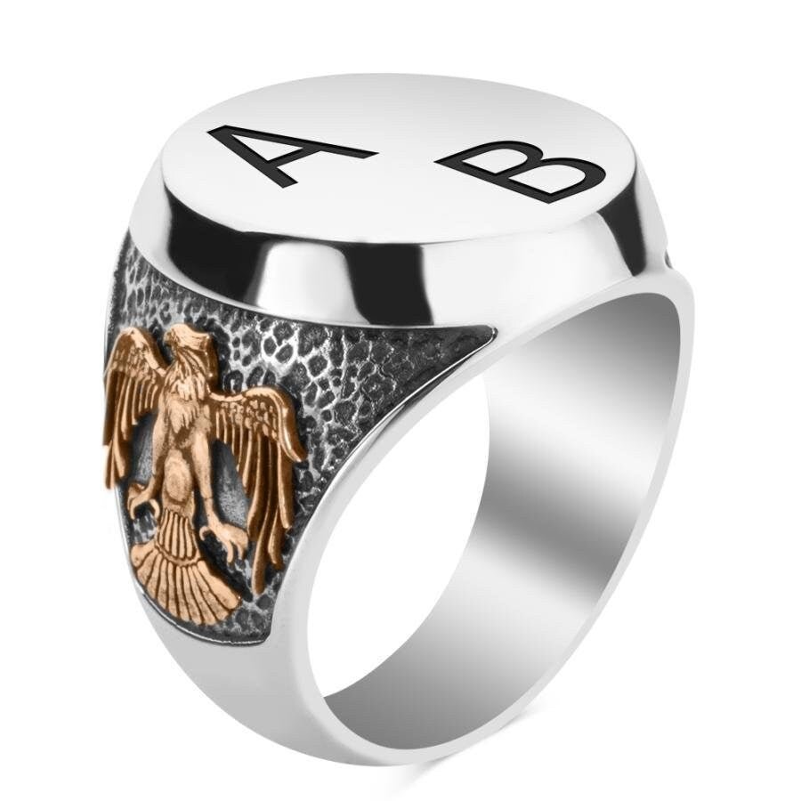 Personalized Alparslan Buyuk Selcuklu Ring, Seljuk Eagle Great Seljuk 925 Sterling Silver Ring, HANDMADE &PERSONALIZED Gift - Turkish TV Series