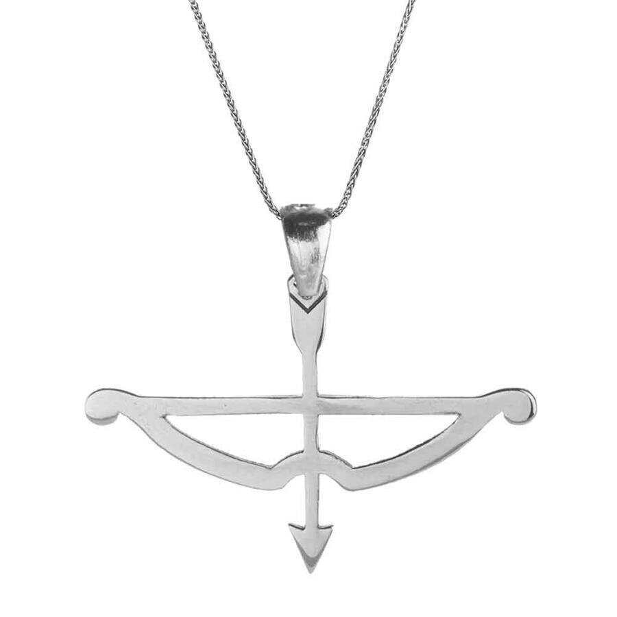 TOZKOPARAN ISKENDER Kemankes Tozkoporan Universe Cycle Arrow Bow Silver Necklace for Men/Children , Turkish TV Series Gift - Turkish TV Series