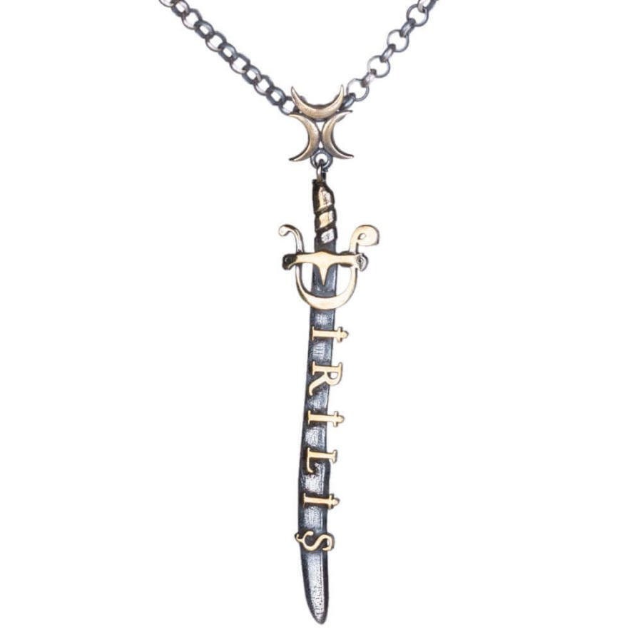 Dirilis Ertugrul Three Crescent Ertugrul Gazi Sword Necklace Kayi Tribe | cHandmade 925 Sterling Silver Necklace for Men | Turkish Series Gift