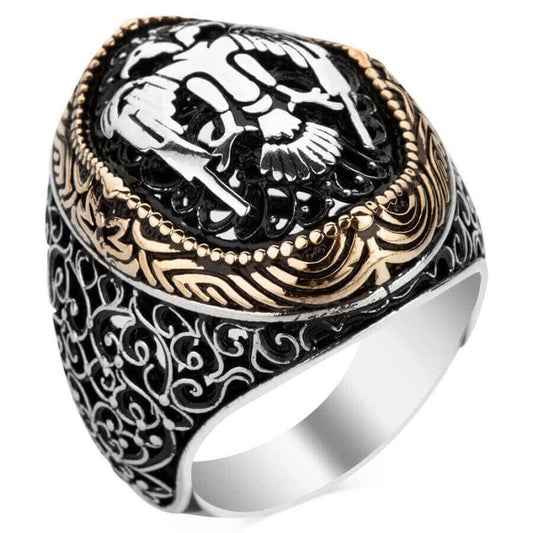 Great Seljuk Ottoman Eagle Ring, Buyuk Selcuklu/Great Seljuk 925 Sterling Silver Ring, HANDMADE &PERSONALIZED Gift