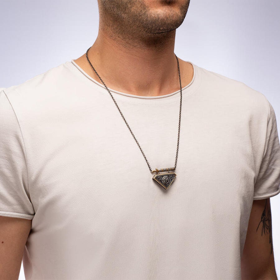 Dirilis Ertugrul doppelseitige Silber-Amulett-Halskette | Kayi-Stamm handgefertigt 925 Sterling Silber | Türkische Serie Geschenk für Männer