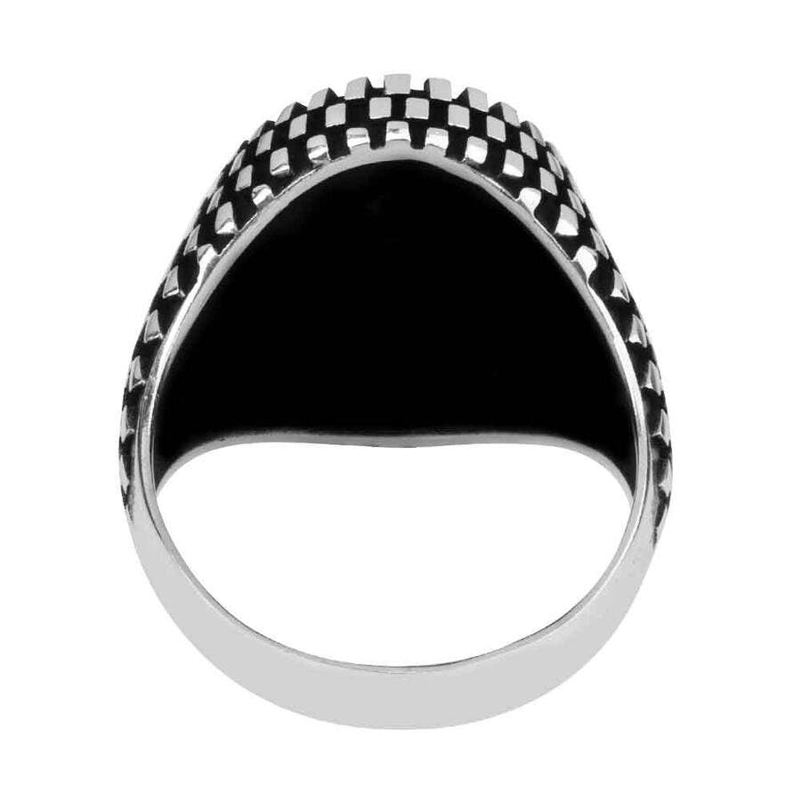 Great Seljuk Double Headed Eagle Black Ground 925 Sterling Silver Ring for Mens, Handmade Uyanis Great Seljuk Ring, Statement Ring for Lover