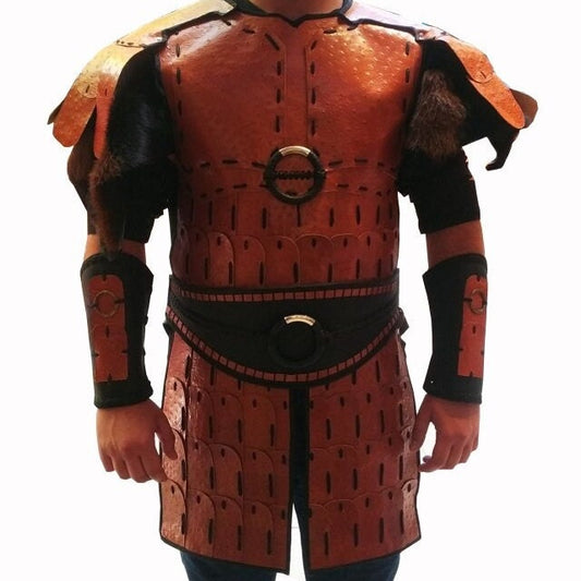 Armure Ertugrul faite à la main - 100 % cuir véritable - Vêtements Ertuğrul Gazi authentiques - Cadeau historique ottoman de la tribu Kayi