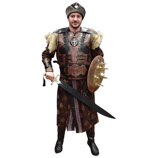 Ensemble d'armure de costume de combat Ertugrul Gazi 100 % cuir véritable | Vêtements Ertugrul faits à la main pour hommes | Cadeau historique ottoman de la tribu Kayi - S 
