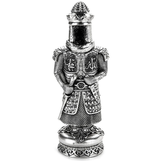 Statue d'armure Ertugrul Ghazi faite à la main, couleur argent/alliage de zinc et de cuivre, statue en métal fabriquée à la main/220 mm, matériau lourd 700gr, jouet Dirilis
